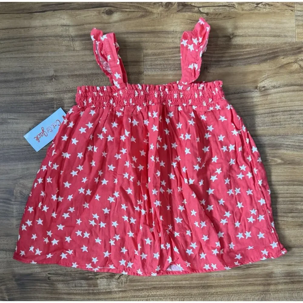 Cat & Jack Girls’s Red‎ And White Stars Tank Top Sleeveless Shirt Size M 8 NWT